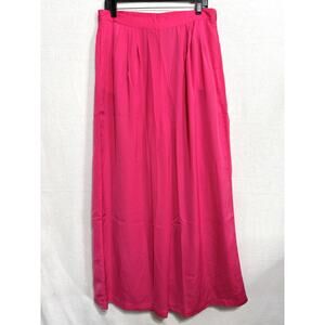 Spring + Mercer Fuchsia Hot Pink Wide Leg Pants XL Pleated High Rise Satin NWT